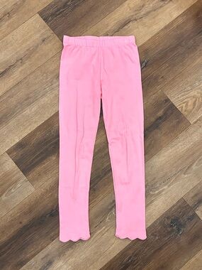 James & Lottie Bubblegum Pink Basic Knit Leggings Scallops Bottoms Pima 10 Girl